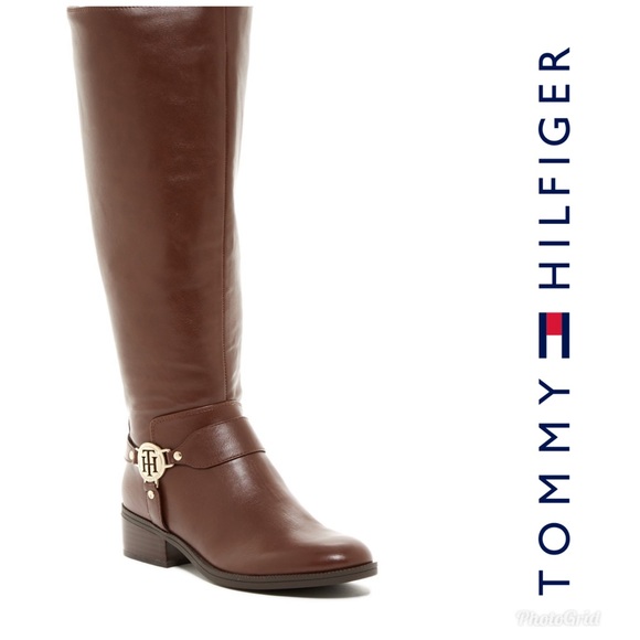 Tommy Hilfiger Shoes - Geneo Tall Riding Boot -Has gold TH on the sides.